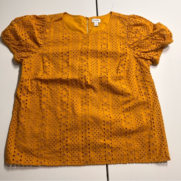 J. Crew Tops - J. Crew Women's Eyelet Blouse Mustard Yellow Medium Shortsleeve